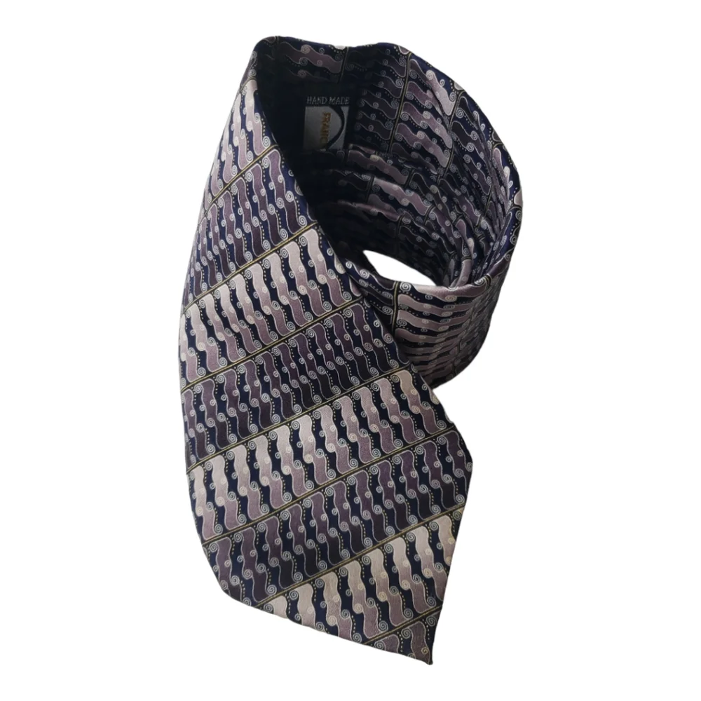 Franco di Napoli Scroll Pattern Hand Made Silk Extra Long Silk Tie